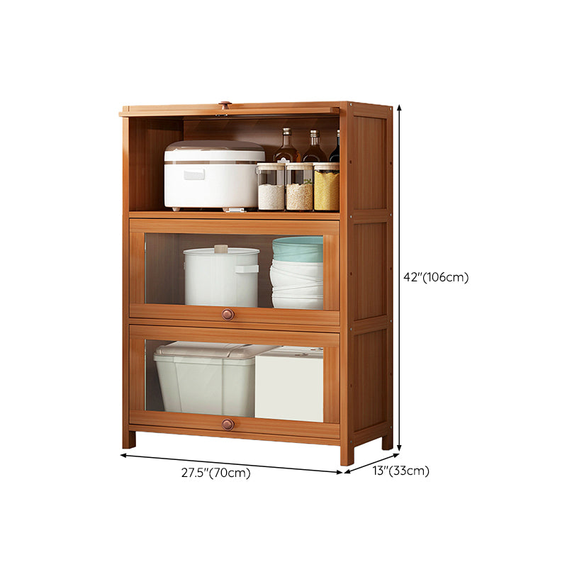 Brown Bamboo Kitchen Sideboard Glam Dining Server for Living Room