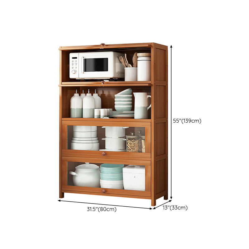 Brown Bamboo Kitchen Sideboard Glam Dining Server for Living Room