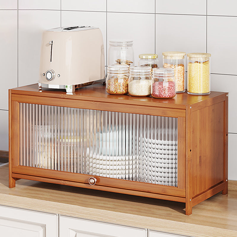 Brown Bamboo Kitchen Server Glam Dining Server for Living Room