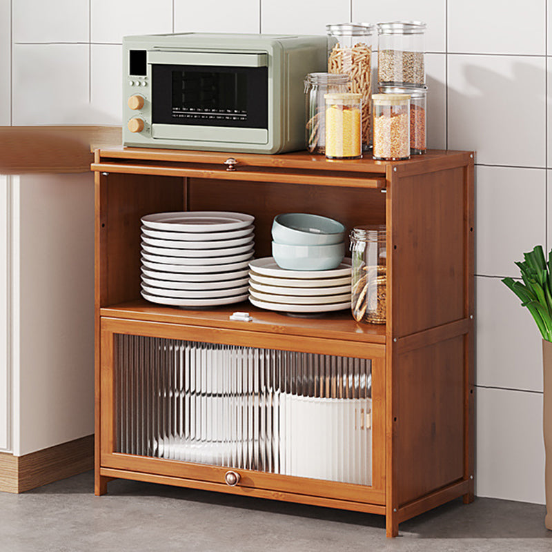 Brown Bamboo Kitchen Server Glam Dining Server for Living Room