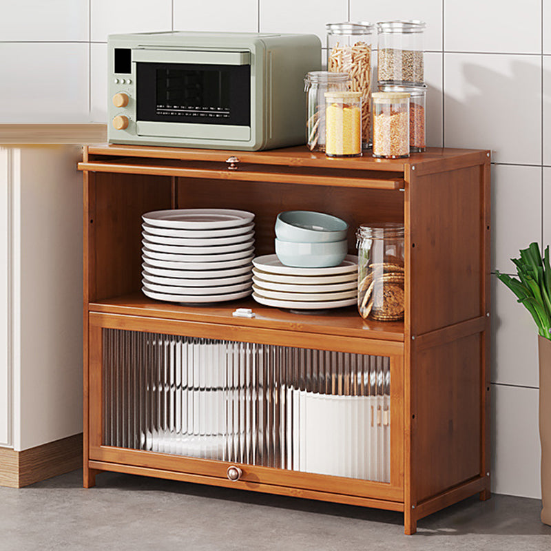 Brown Bamboo Kitchen Server Glam Dining Server for Living Room