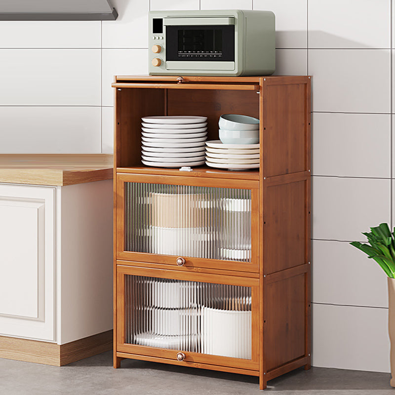 Brown Bamboo Kitchen Server Glam Dining Server for Living Room