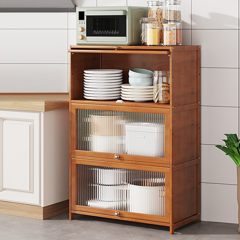 Brown Bamboo Kitchen Server Glam Dining Server for Living Room