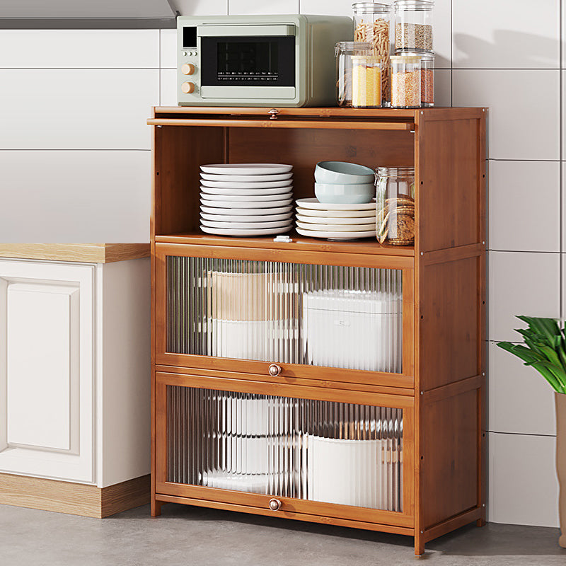 Brown Bamboo Kitchen Server Glam Dining Server for Living Room