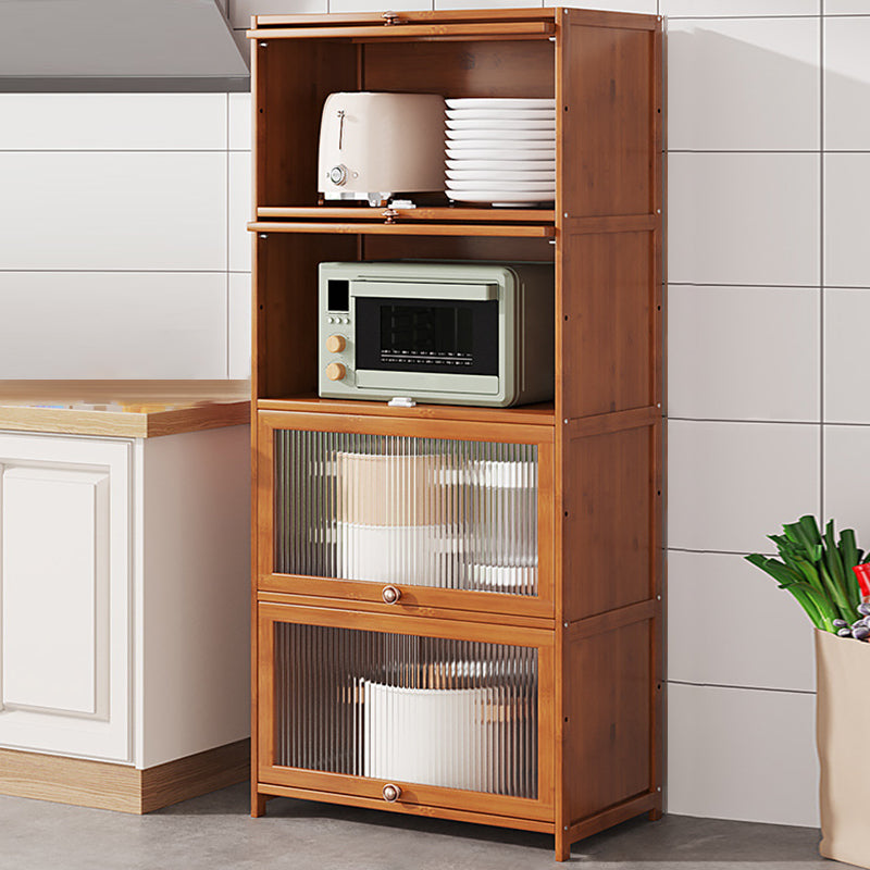 Brown Bamboo Kitchen Server Glam Dining Server for Living Room