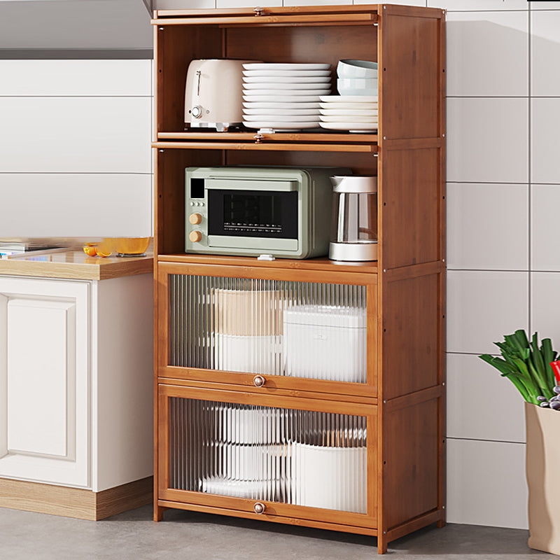 Brown Bamboo Kitchen Server Glam Dining Server for Living Room