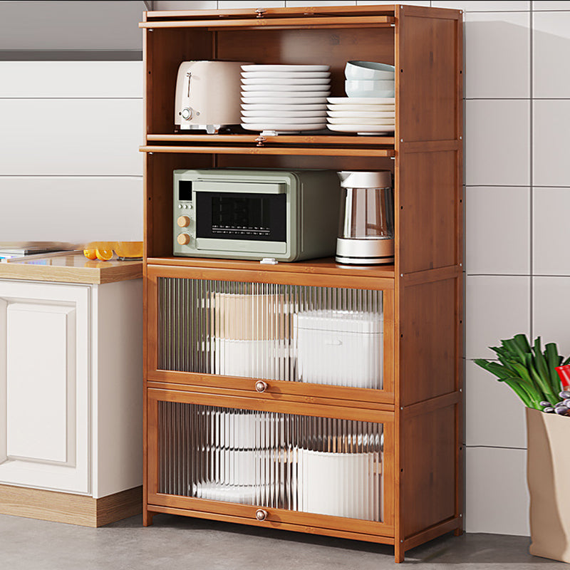 Brown Bamboo Kitchen Server Glam Dining Server for Living Room