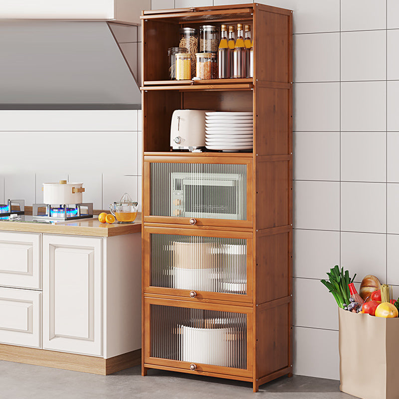 Brown Bamboo Kitchen Server Glam Dining Server for Living Room