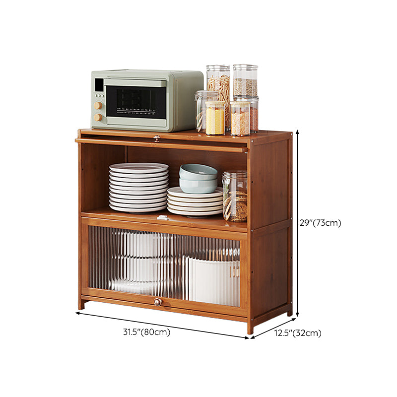 Brown Bamboo Kitchen Server Glam Dining Server for Living Room