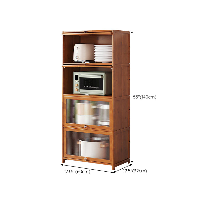 Brown Bamboo Kitchen Server Glam Dining Server for Living Room