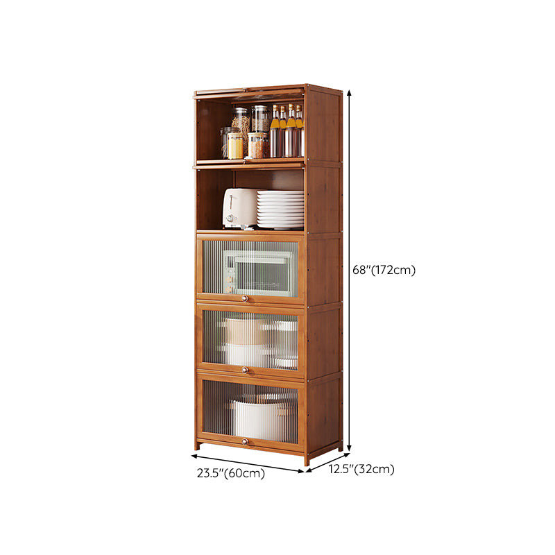 Brown Bamboo Kitchen Server Glam Dining Server for Living Room