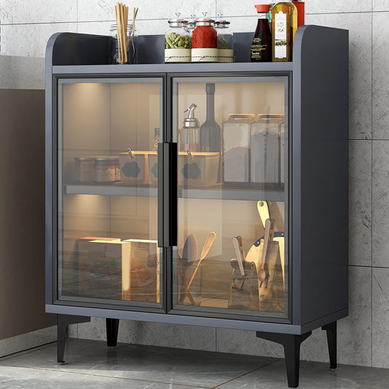 Modern Glass Door Server Wood Dinner Server Cabinet without LED Lights