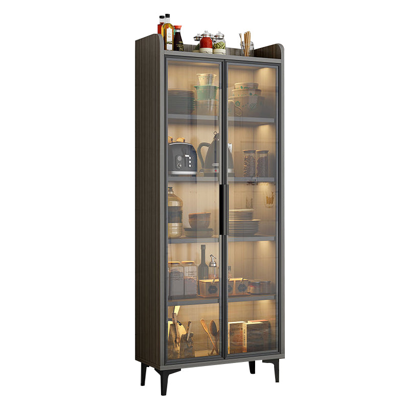 Modern Glass Door Server Wood Dinner Server Cabinet without LED Lights