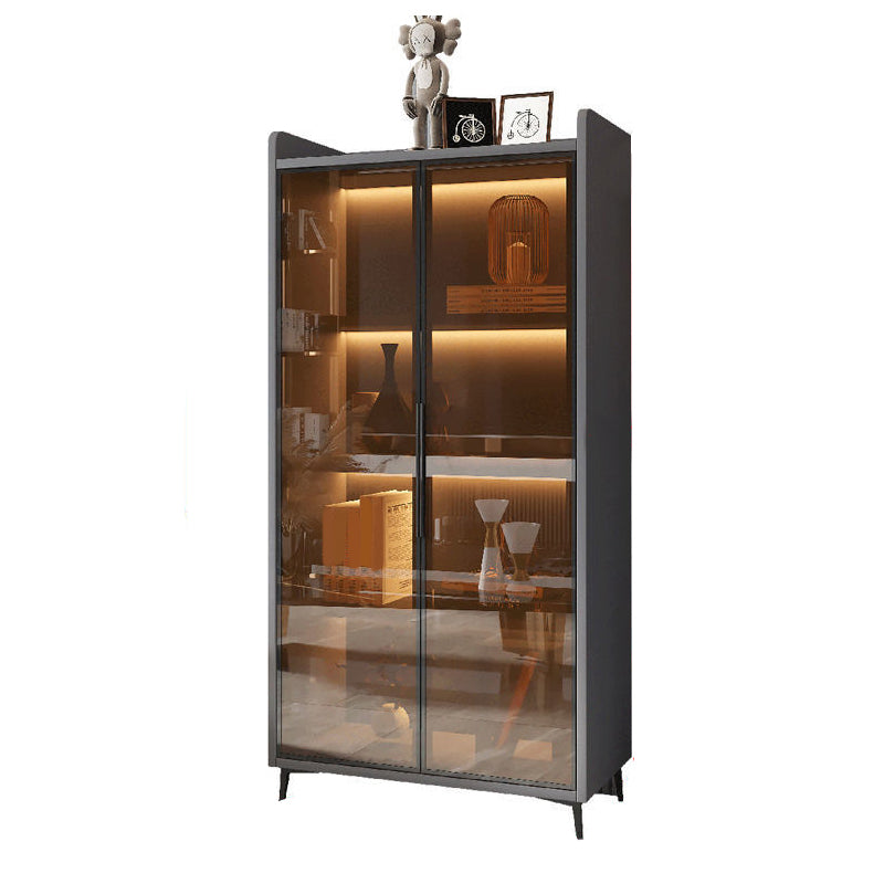 Modern Glass Door Server Wood Dinner Server Cabinet without LED Lights