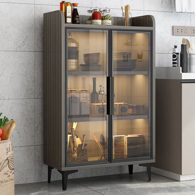 Modern Glass Door Server Wood Dinner Server Cabinet without LED Lights