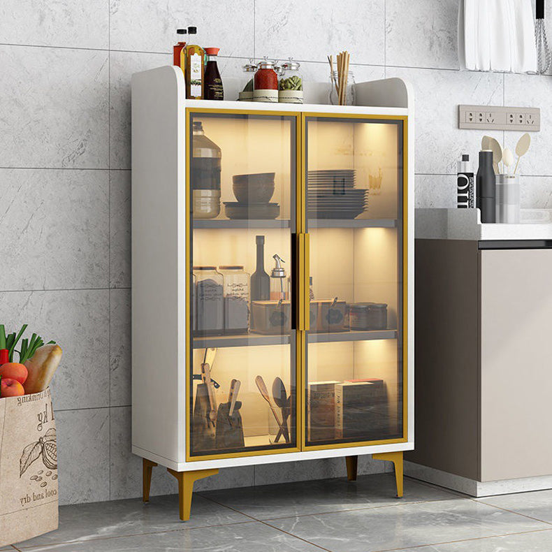 Modern Glass Door Server Wood Dinner Server Cabinet without LED Lights