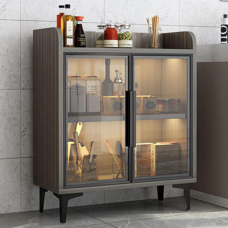 Modern Glass Door Server Wood Dinner Server Cabinet without LED Lights