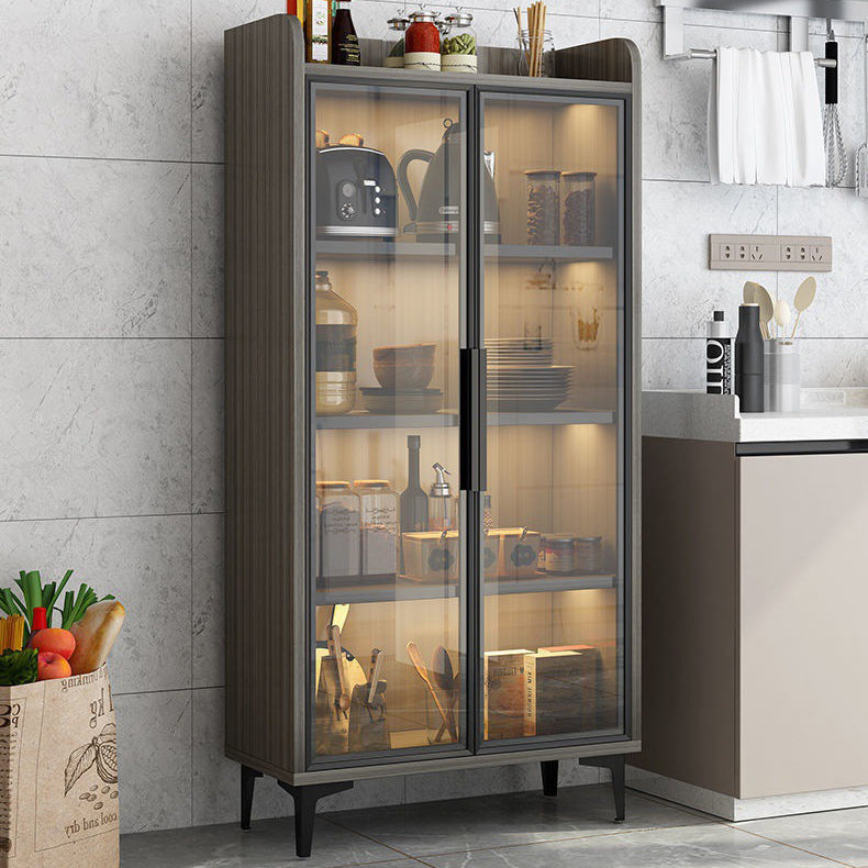 Modern Glass Door Server Wood Dinner Server Cabinet without LED Lights