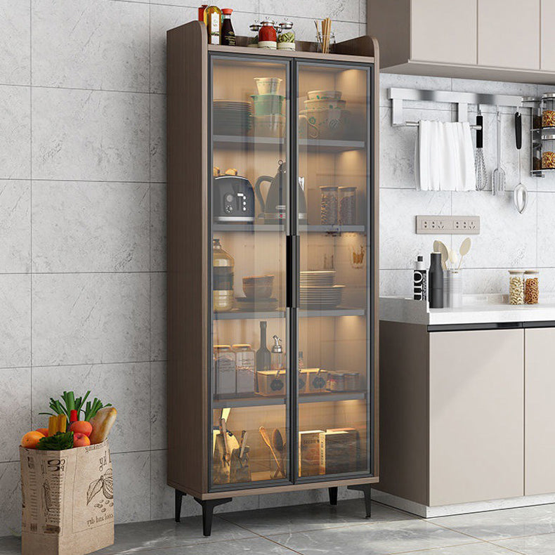 Modern Glass Door Server Wood Dinner Server Cabinet without LED Lights