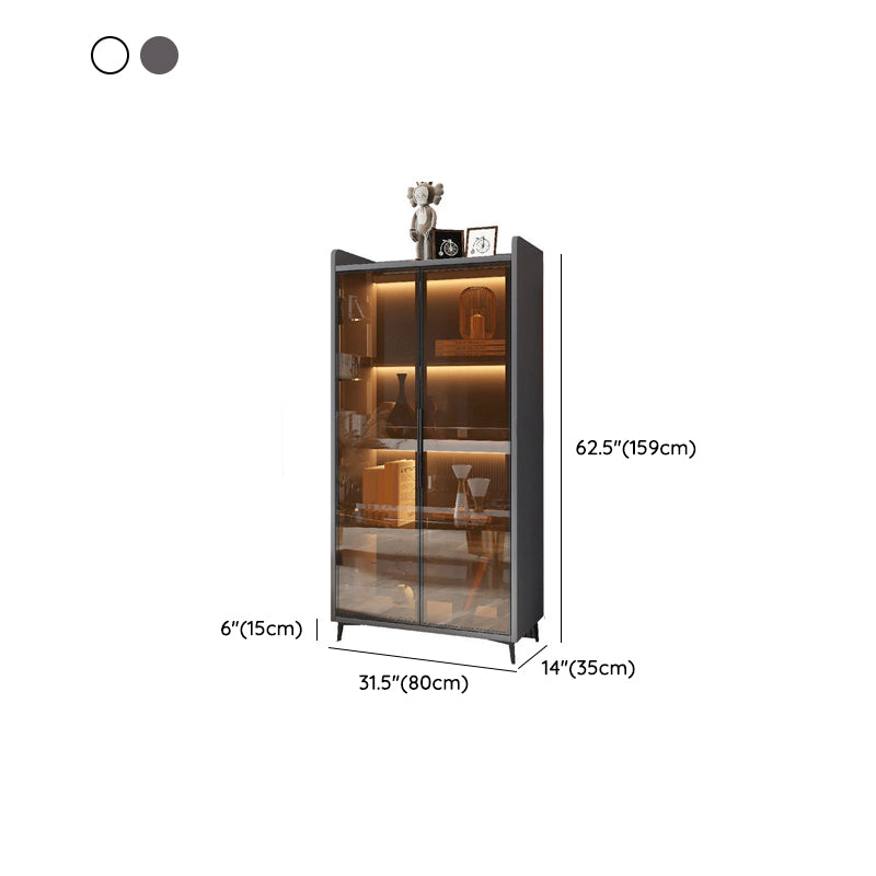 Modern Glass Door Server Wood Dinner Server Cabinet without LED Lights