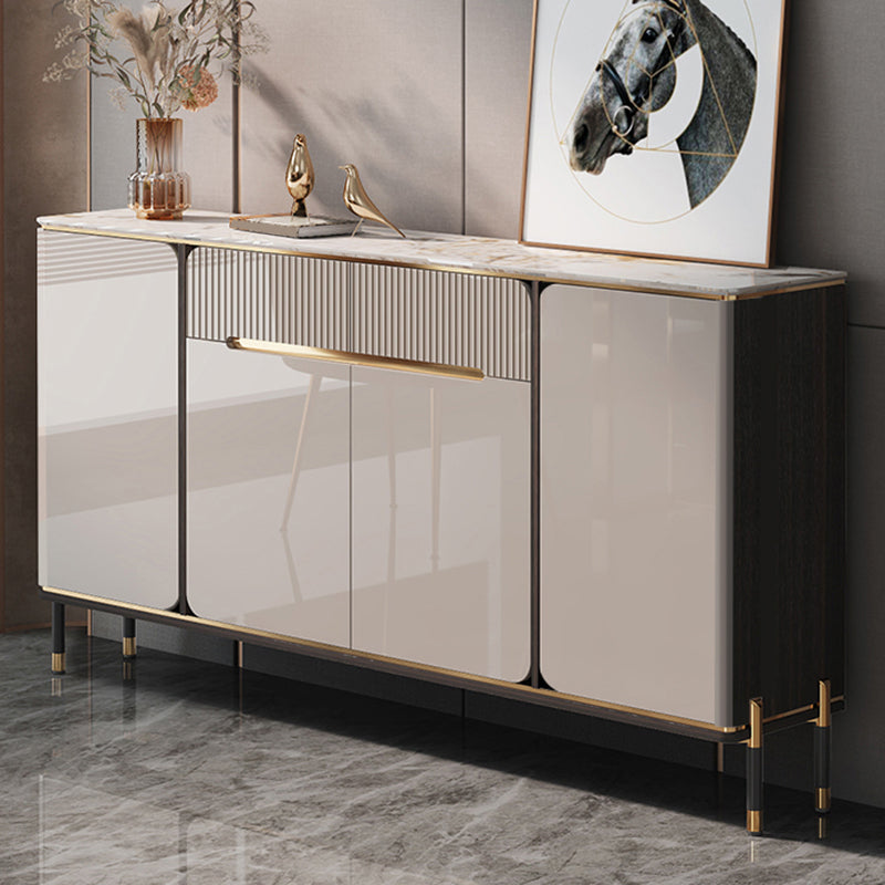 Contemporary Style Sideboard Stone Sideboard Table with Cabinets and Drawers