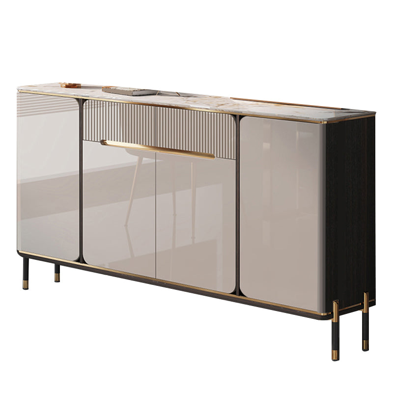 Contemporary Style Sideboard Stone Sideboard Table with Cabinets and Drawers