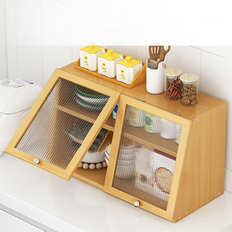 Visible Acrylic Door Server Bamboo Dinner Server for Kitchen Use