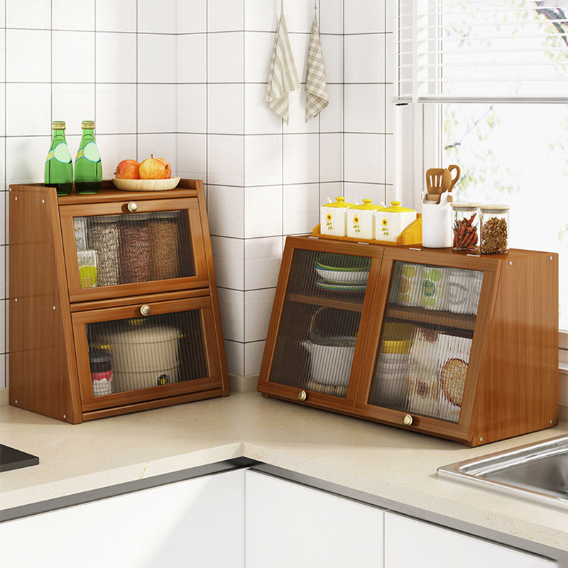 Visible Acrylic Door Server Bamboo Dinner Server for Kitchen Use