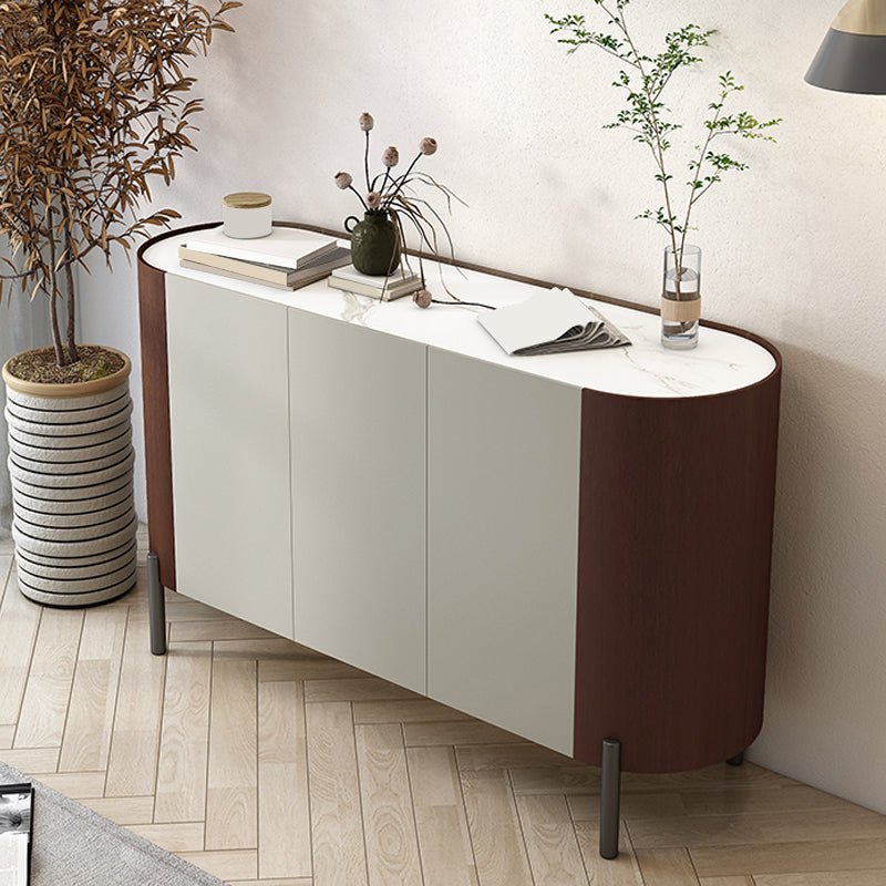 Contemporary Style Sideboard Stone Sideboard Table with Cabinets