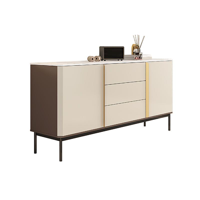 Contemporary Sideboard Stone Sideboard Table with Cabinets and Drawers