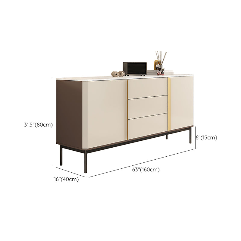 Contemporary Sideboard Stone Sideboard Table with Cabinets and Drawers