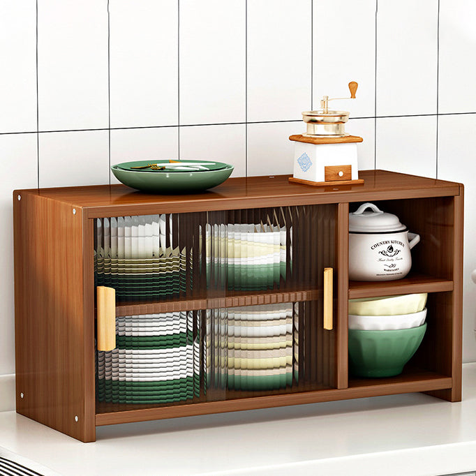 Visible Glass Door Sideboard Bamboo Side Board for Kitchen Use