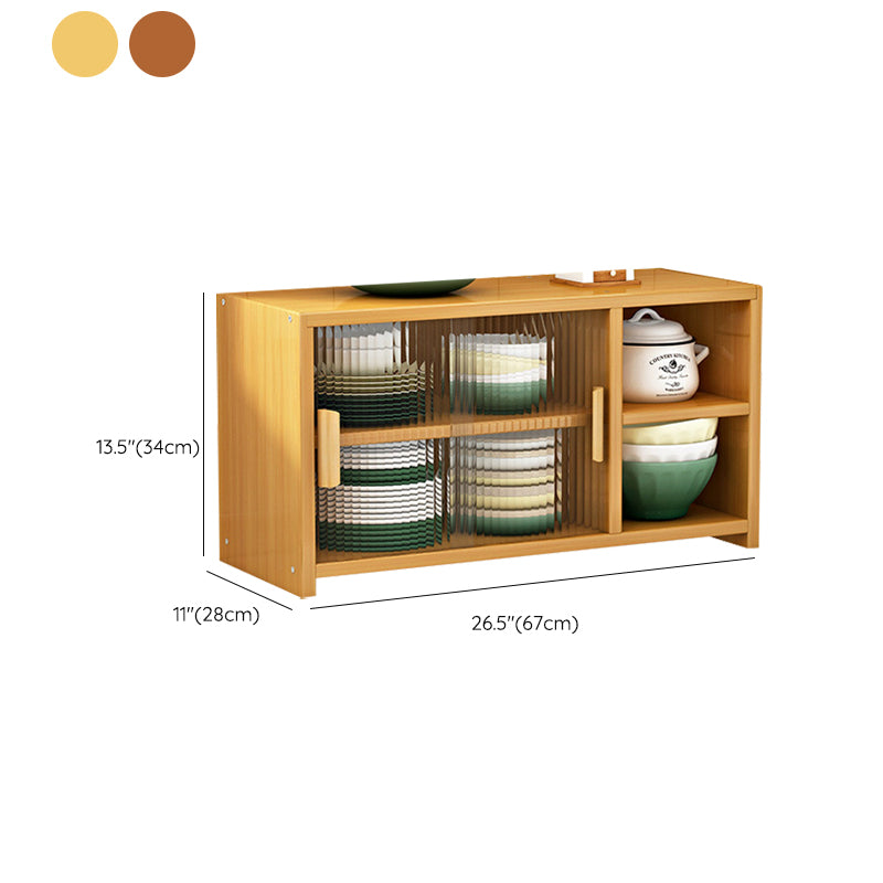 Visible Glass Door Sideboard Bamboo Side Board for Kitchen Use