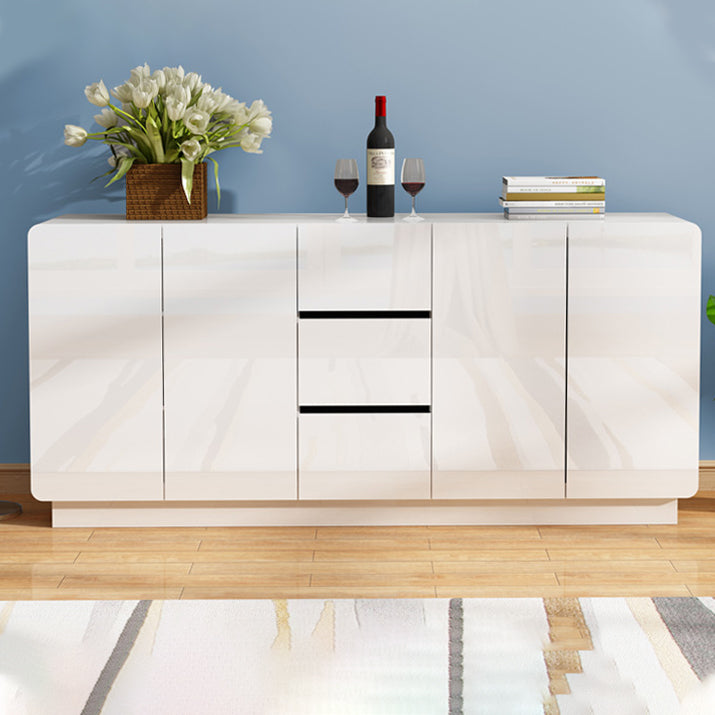 White Engineered Wood Sideboard Modern Style Sideboard with 3 Drawers