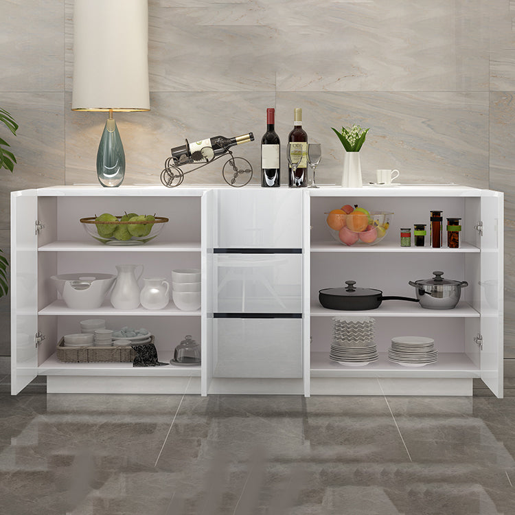 White Engineered Wood Sideboard Modern Style Sideboard with 3 Drawers