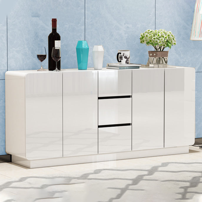 White Engineered Wood Sideboard Modern Style Sideboard with 3 Drawers