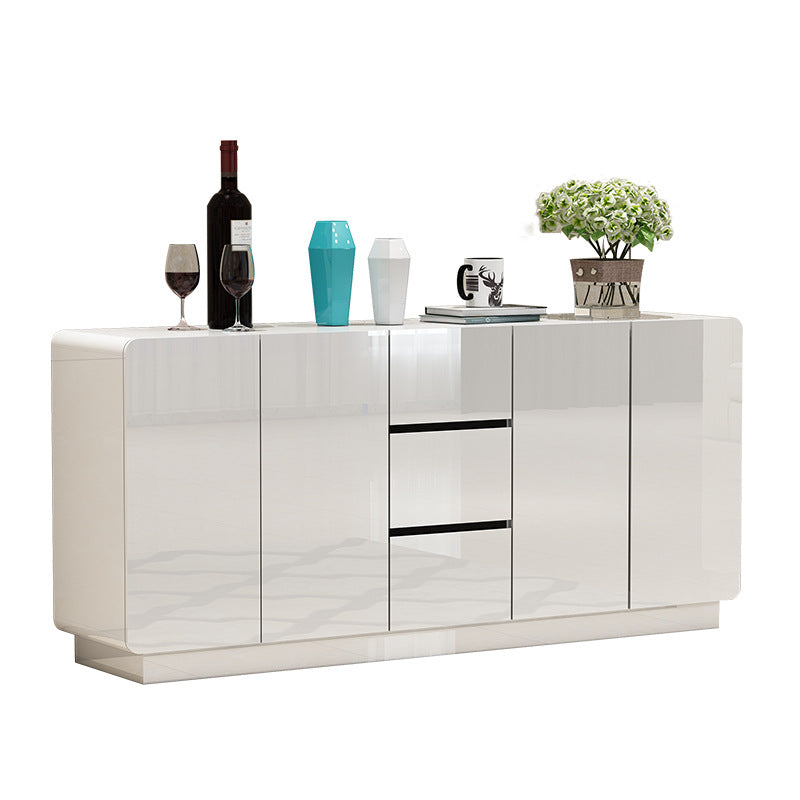 White Engineered Wood Sideboard Modern Style Sideboard with 3 Drawers