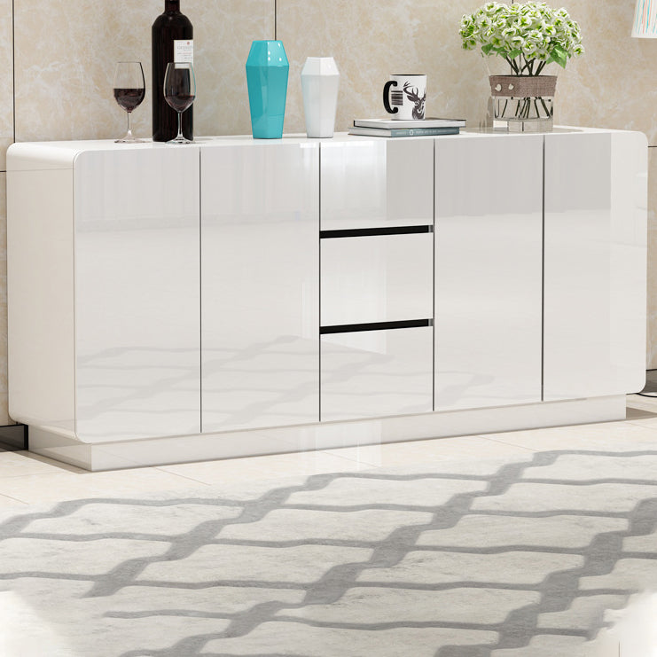 White Engineered Wood Sideboard Modern Style Sideboard with 3 Drawers