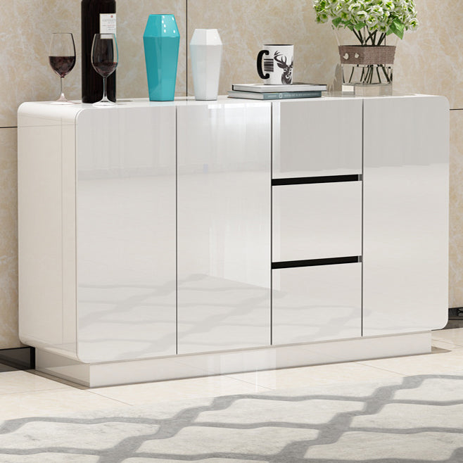 White Engineered Wood Sideboard Modern Style Sideboard with 3 Drawers