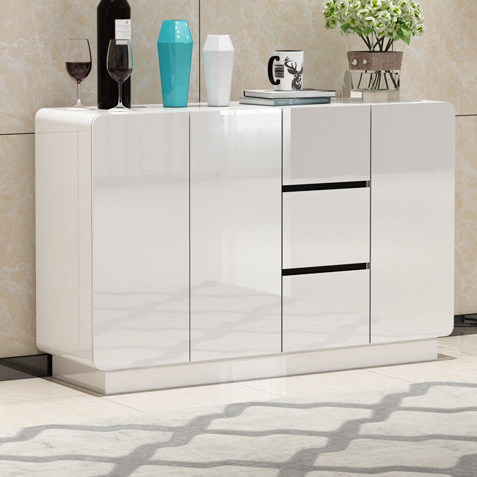 White Engineered Wood Sideboard Modern Style Sideboard with 3 Drawers