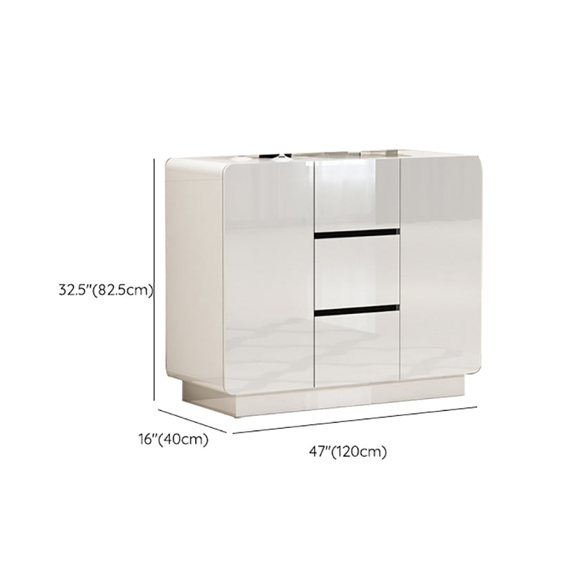 White Engineered Wood Sideboard Modern Style Sideboard with 3 Drawers