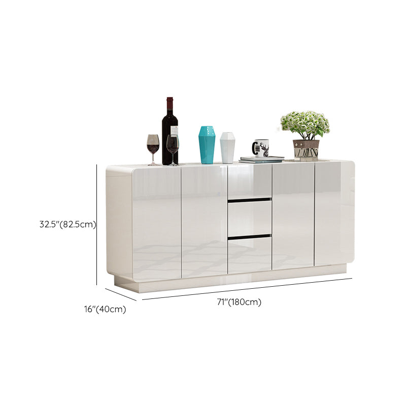 White Engineered Wood Sideboard Modern Style Sideboard with 3 Drawers