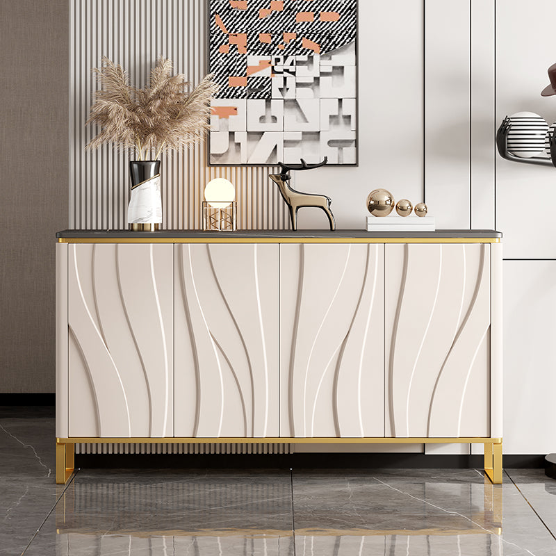 Contemporary Style Credenza Stone Dining Buffet with Cabinets