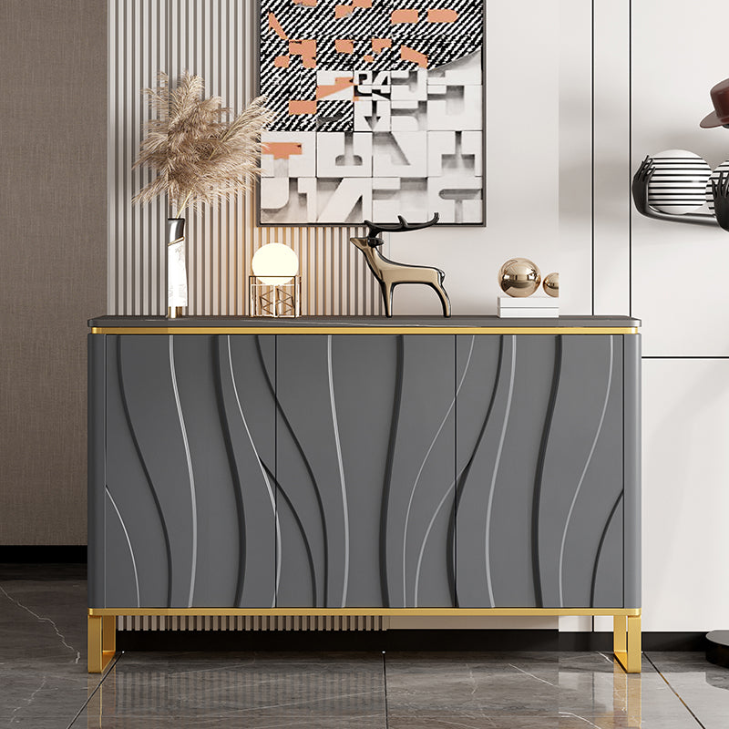 Contemporary Style Credenza Stone Dining Buffet with Cabinets