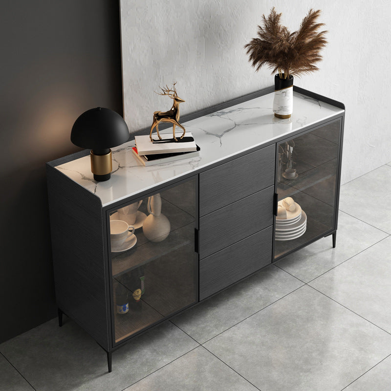 Modern Credenza Stone Dining Buffet with Cabinets and Drawers