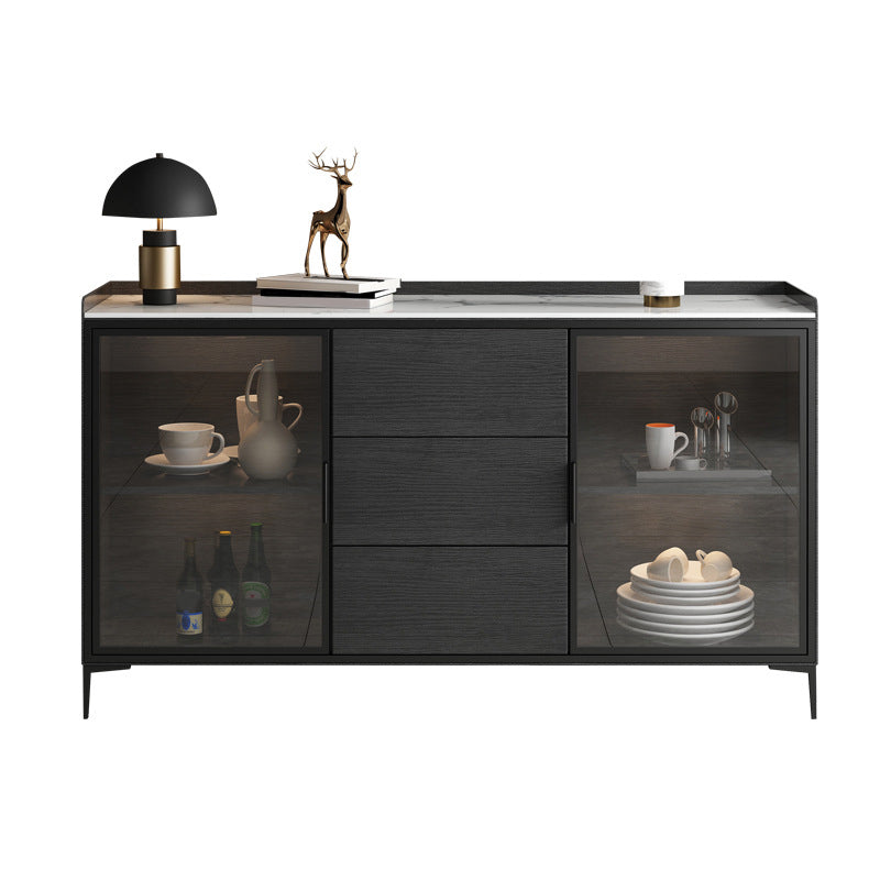 Modern Credenza Stone Dining Buffet with Cabinets and Drawers