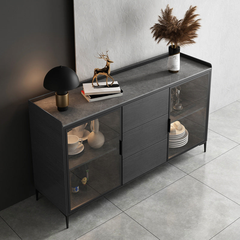 Modern Credenza Stone Dining Buffet with Cabinets and Drawers