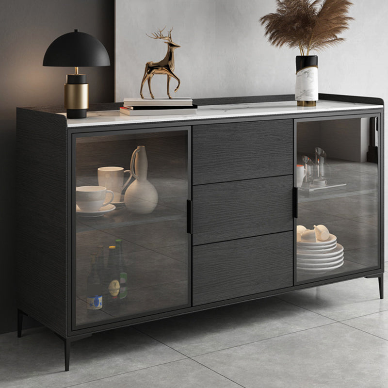 Modern Credenza Stone Dining Buffet with Cabinets and Drawers