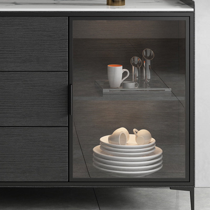 Modern Credenza Stone Dining Buffet with Cabinets and Drawers