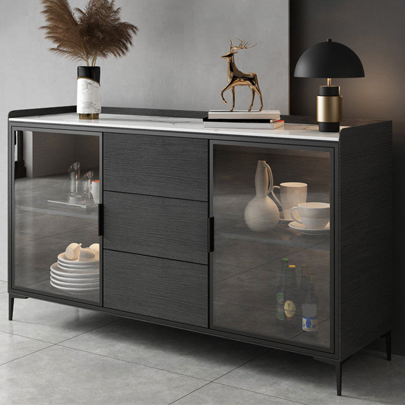 Modern Credenza Stone Dining Buffet with Cabinets and Drawers